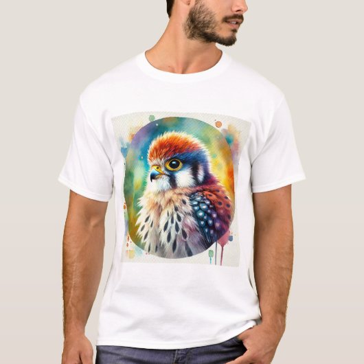 African Pygmy Falcon 070724AREF123 - Watercolor Tシャツ (正面)