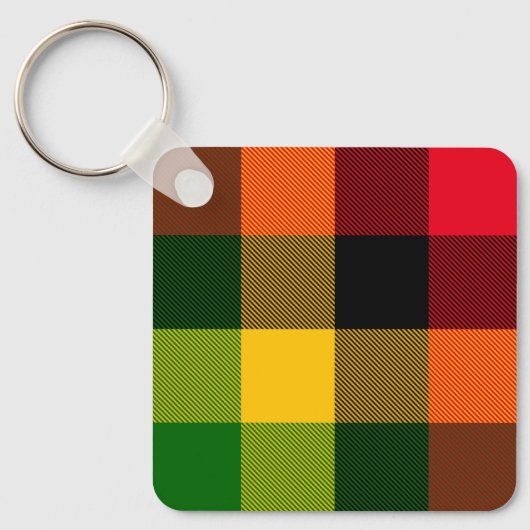  African Rasta Reggae Colours Plaid Pattern Design キーホルダー (正面)