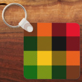  African Rasta Reggae Colours Plaid Pattern Design キーホルダー (正面)