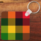  African Rasta Reggae Colours Plaid Pattern Design キーホルダー (裏面)