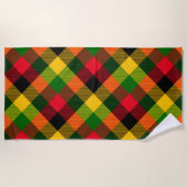  African Rasta Reggae Colours Plaid Pattern Design ビーチタオル (正面)
