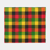African Rasta Reggae Colours Plaid Pattern Design フリースブランケット (正面(横))