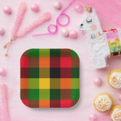  African Rasta Reggae Colours Plaid Pattern Design ペーパープレート (パーティー)