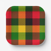  African Rasta Reggae Colours Plaid Pattern Design ペーパープレート (正面)