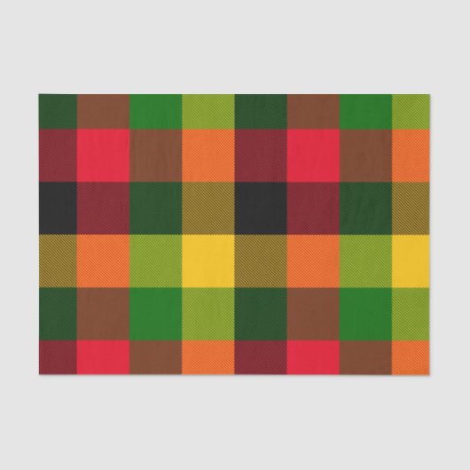 African Rasta Reggae Colours Plaid Pattern Design 薄葉紙 (正面)