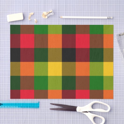  African Rasta Reggae Colours Plaid Pattern Design 薄葉紙 (クラフト)