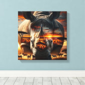 African Rhino Bushveld Sunset canvas キャンバスプリント (インサイチュ (ウッドフロア))
