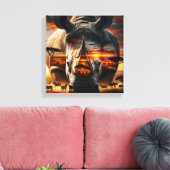 African Rhino Bushveld Sunset canvas キャンバスプリント (インサイチュ (リビング))