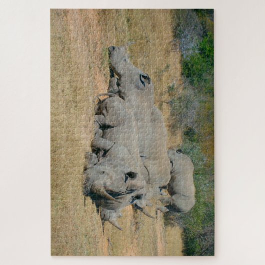 African Rhino Family Resting Puzzle ジグソーパズル (縦)