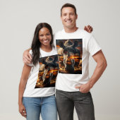 African Rhino & Giraffe back Bushveld Sunset Tシャツ (ユニセックス)