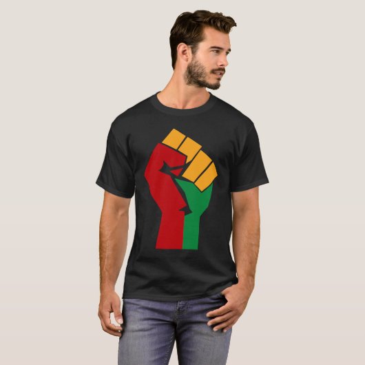African Rising Hand Fist Black History Month BLM A Tシャツ (正面フル)