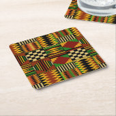 African Royal Kente Cloth Design スクエアペーパーコースター (アングル)
