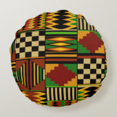 African Royal Kente Cloth Design ラウンドクッション (裏面)