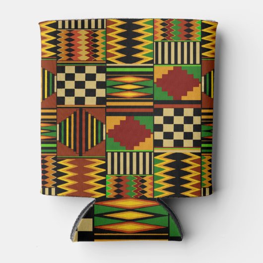 African Royal Kente Cloth Design 缶クーラー (正面)