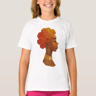 African Royalty Flower Hair Girl Tシャツ