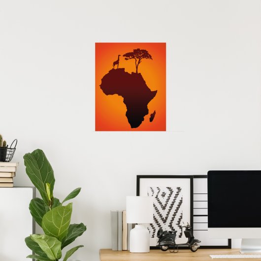 African Safari Map - Poster Print ポスター (ホームオフィス)