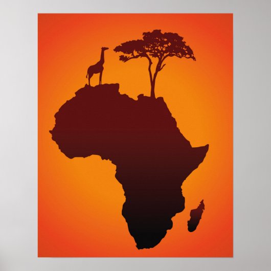 African Safari Map - Poster Print ポスター (正面)