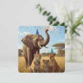 African Safari Part Animals with Hats and Confetti 招待状 (スタンド正面)