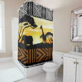 African Safari Scene Shower Curtain シャワーカーテン (インサイチュ)