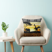 African Safari Scene Throw Pillow クッション (椅子)