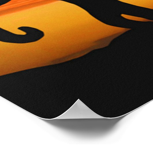 African Safari Sunset Elephant Silhouette Art ポスター (角)