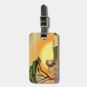 African Safari Sunset Lion and Lioness ラゲッジタグ (正面縦)