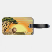 African Safari Sunset Lion and Lioness ラゲッジタグ (裏面横)