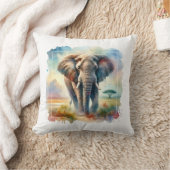 African Savanna Elephant 140724AREF113 - Watercolo クッション (ブランケット)
