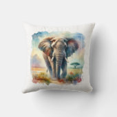 African Savanna Elephant 140724AREF113 - Watercolo クッション (裏面)
