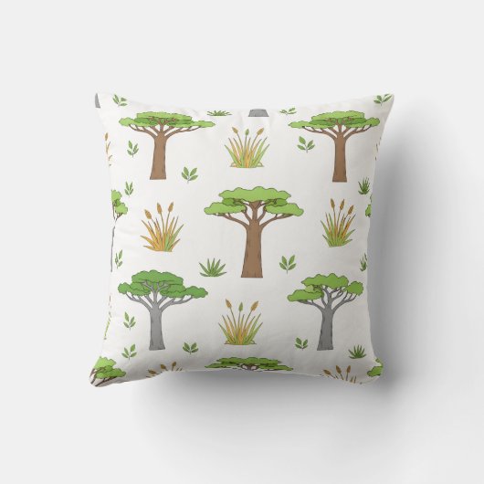 African Savanna Trees and Grasslands Cushion  クッション (裏面)