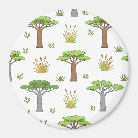 African Savanna Trees and Grasslands Cushion  マグネット (正面)