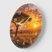 African Savanna Wall Clock — Wildlife Design ラージ壁時計 (傾斜)