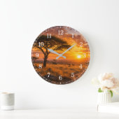 African Savanna Wall Clock — Wildlife Design ラージ壁時計 (ホーム)