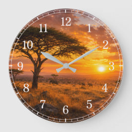 African Savanna Wall Clock — Wildlife Design ラージ壁時計