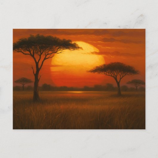 African Savannah - Scenic Illustration Style ポストカード (正面)