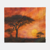 African Serengheti Sunset - Alcohol ink art フリースブランケット (正面(横))