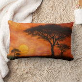 African Serengheti Sunset - Alcohol ink art ランバークッション (ブランケット)