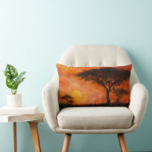 African Serengheti Sunset - Alcohol ink art ランバークッション (椅子)