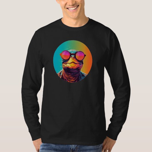 African Side Necked Turtle Wearing Sunglasses Retr Tシャツ (正面)