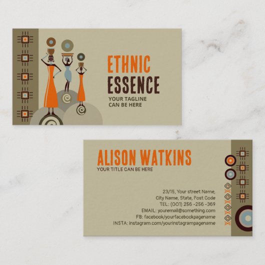 African Soul – アールデコの構成 名刺 (正面/裏面)