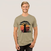 African Streetwear Baobab Tree & Gazelle Graphic トライブレンドＴシャツ (正面全面)