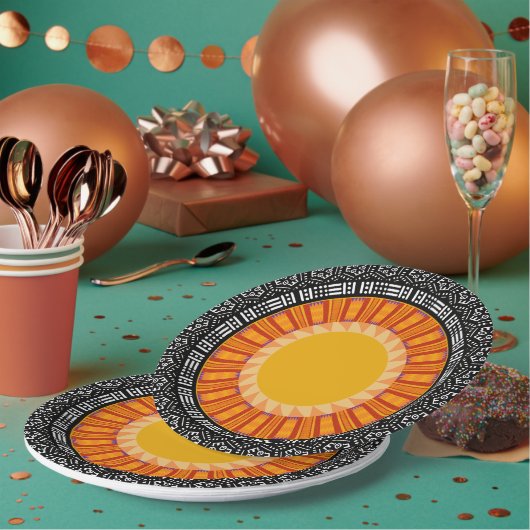 African Sun Decorative Paper Plates ペーパープレート (複数)