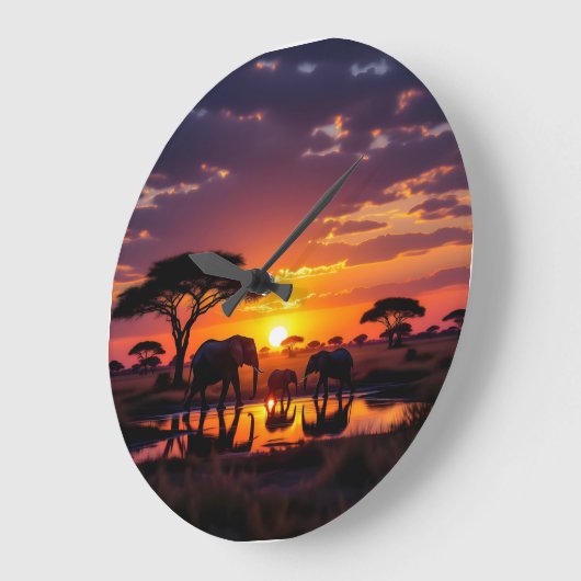 African Sunset Majesty Wall Clock ラージ壁時計 (傾斜)