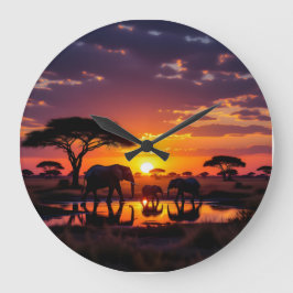 African Sunset Majesty Wall Clock ラージ壁時計