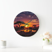 African Sunset Majesty Wall Clock ラージ壁時計 (ホーム)