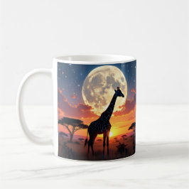 African Sunset Moon Giraffe & African Street Marke コーヒーマグカップ