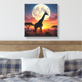 African Sunset Moon Giraffe Canvas キャンバスプリント (インサイチュ (寝室))
