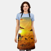 African Sunset Safari Majesty Design エプロン (着用した状態)