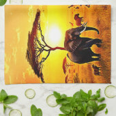 African Sunset Safari Majesty Design キッチンタオル (折り畳み)