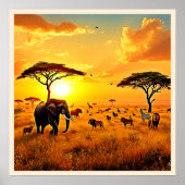 African Sunset Safari Majesty Design ポスター (正面)